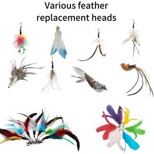 Shengfeng Factory Direct Wholesale RTS OEM Feather Steel Wire Fishing Cat Teaser Toys Teasing Stick Interactive Toy Set Wand - Product Image 2