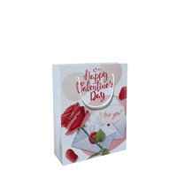 Sac cadeau en papier pour la Saint-Valentin, impression numérique, motif cœur rouge pailleté, pour fleuriste, carré, pour bouquet de fleurs, vente chaude