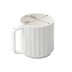Yimei Vertical Stripe Toothbrush Cup White Minimalist Design With Handle For Bathroom Office Use - Product Image 5