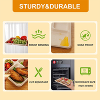 Plateau alimentaire jetable en bagasse de canne à sucre, multi-compartiments, compostable, biodégradable, assiette divisée, restauration, à emporter, logo personnalisé