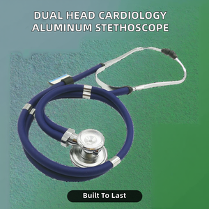 Estetoscopio de cardiología de doble cabezal de aluminio al por mayor, kit de estetoscopio médico profesional manual metálico para adultos - Product Image 2