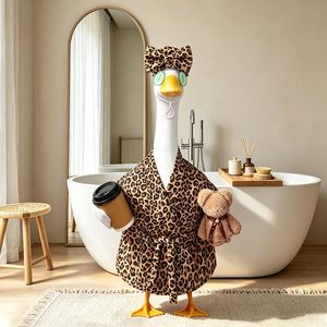 Conjunto de disfraz de leopardo de 23 pulgadas para aves de corral, adorable disfraz de leopardo para aves con decoración de taza de café, oso y pepino, y máscara para ojos. - Product Image 6