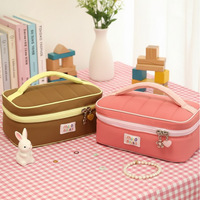Sac de maquillage mignon et kawaii en polyester, ultra-léger, grande capacité, respirant, pliable, avec fermeture éclair et poignée souple, idéal pour les voyages