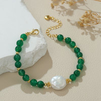 Bracelet en perles baroques d'eau douce naturelles avec agate de cristal de forme irrégulière, style doré pour femme, bijou polyvalent