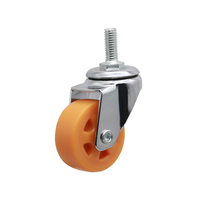 Usine personnalisée en gros, tige filetée légère orange, roue de roulette de meubles en nylon pour étagère à fleurs, roulette de refroidisseur d'air