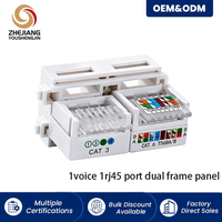 Modulo di rete RJ45 a 2 porte Cat5e Keystone Jack, senza attrezzi, con attacco IDC, bianco, per pannello a muro e patch panel