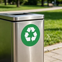 Autocollants ronds de 7cm pour signes de recyclage, autocollants auto-adhésifs en vinyle imperméable pour poubelle, pour le tri des déchets, 10 pièces