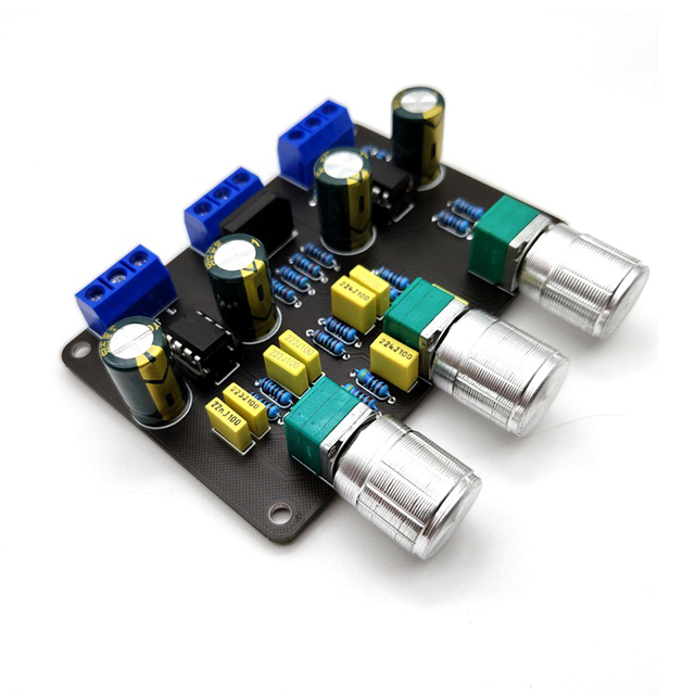 Dual NE5532 Preamplifier Board Audio Equalizer Treble Bass Tone Control DIY Module 80x55mm AC12V-15V