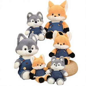 Peluche Unisex Volpe Piccola e Lupo Grigio Grande, per Corsa nella Foresta, Cuscino da Abbraccio, Imbottito in Cotone PP, Regalo di Compleanno, 31-50cm, 14+ - Product Image 1