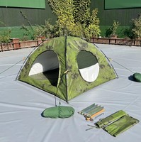 Tente d'extérieur pour 1 à 2 personnes, légère, imperméable, abri en dôme camouflage avec poteaux en fibre de verre pour le camping d'été