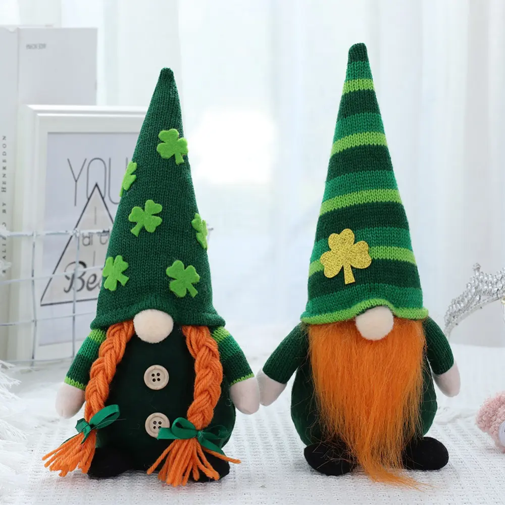 St. Patrick Day Gnomes Irish Day Party Decorations Faceless Green Clover Doll Plush Saint Patricks Gnome