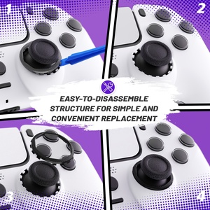 Bâtons octogonaux noirs redessinés avec anneaux d'accentuation pour EXtremeRate PS5 Luna Redesigned et pour PS4 Ghost Redesigned Shell - Product Image 4