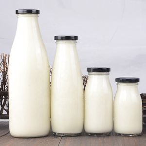 16oz 200ml 250ml 310ml 500ml 1000ml 1 liter kaca kosong bening botol susu kaca bulat - Product Image 1