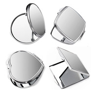 Espejo Redondo de Bolsillo de Metal de Doble Cara, Espejo Compacto de Maquillaje Plateado, Logotipo Personalizado, Mini Espejo de Maquillaje Plegable