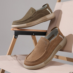 Zapatos Deportivos para Hombre, Cómodos, de Cuero Genuino, Estilo Slip-On, Planos - Product Image 1