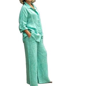 Completo <span class=keywords><strong>da</strong></span> <span class=keywords><strong>donna</strong></span> in cotone e <span class=keywords><strong>lino</strong></span> a tinta unita, due pezzi, con top a maniche lunghe e <span class=keywords><strong>pantaloni</strong></span> - Nuovo arrivo 2026 - Product Image 6