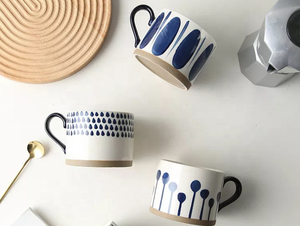 Taza de café de cerámica azul y blanca, Taza de cerámica hecha a mano de estilo nórdico de 15,<span class=keywords><strong>2</strong></span> oz - Product Image 4