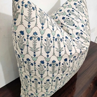 Housse de coussin imprimée en coton motif floral Indigo Sauge, style botanique vintage, pour chambre, canapé, décoration intérieure, vente en gros