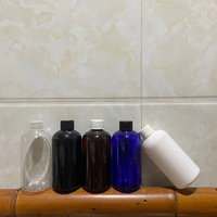 Hengjian — bouteille de shampoing en plastique, bouteille de 250ml, en forme de boston, blanc, bleu, transparent, ambre et noir, avec bouchon à vis