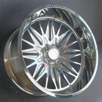 Jantes en aluminium forgé à décalage négatif 6061-T6, finition chrome poli, avec enjoliveur central flottant pour GMC Sierra HD et Chevy Silverado 3500HD