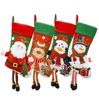 Grands ornements de Noël suspendus en plastique, Père Noël, renne, bonhomme de neige, pingouin, sac cadeau, décoration pour sapin de Noël, fête de fin d'année, décoration de la maison