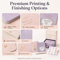 Coffret Cadeau de Luxe 52 Cartes d'Affirmation à Gratter pour le Bien-être et la Pleine Conscience, avec Boîte Rigide au Toucher Doux et Grattoir