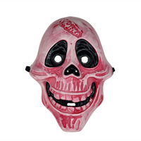 Masque d'horreur intégral squelette rose sanglant, crâne blessé et fissuré, accessoires de cosplay effrayants pour fêtes d'attractions hantées