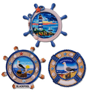 Logotipo personalizado de fábrica Resina Impresión 3D Rueda náutica Faro Gaviota Imán <span class=keywords><strong>Portugal</strong></span> Olhao Algarve Recuerdo Imán de nevera - Product Image 5