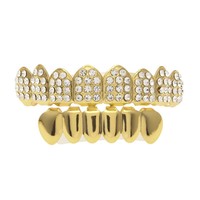 Nouvelles tendances 18K plaqué or dents grilles Hip Hop laiton diamant bijoux brillant Design mode dents Grillz incrusté strass