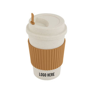 أكواب قهوة من قش القمح بالجملة، أكواب سفر بلاستيكية قابلة لإعادة الاستخدام مع غطاء للمشروبات الساخنة والباردة - Product Image 1