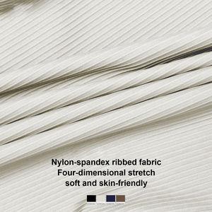 Manteau de yoga côtelé à col montant et coupe ajustée pour l'extérieur, <span class=keywords><strong>haut</strong></span> coupe-vent, veste de gymnastique à manches longues pour femmes, de sport et de fitness. - Product Image 4