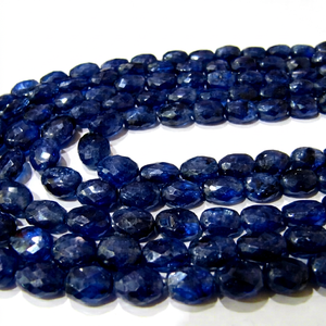 Saphir bleu naturel de forme ovale, facetté, en perles, 18 pouces de long - Product Image 1