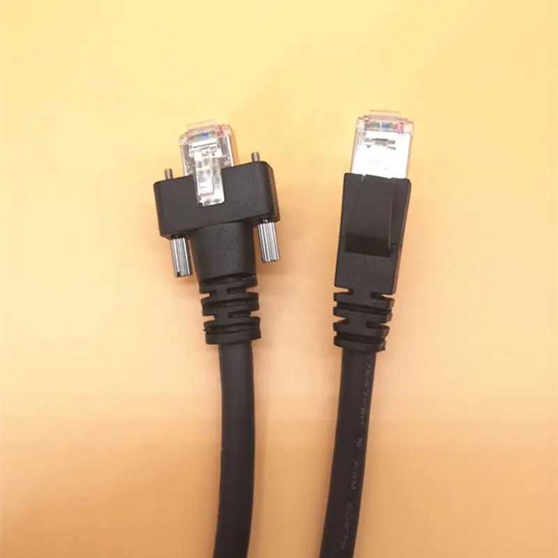 Kabel Ethernet jaringan kamera industri Rj45 8P, rantai tarik fleksibel Tinggi S/FTP dengan kunci dudukan sekrup