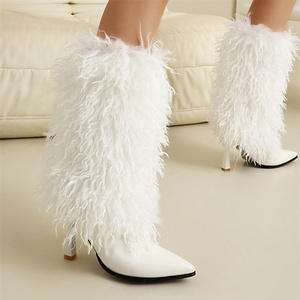 <span class=keywords><strong>Bottes</strong></span> hautes en fourrure tendance pour femmes, bout pointu, talons hauts, cuir, <span class=keywords><strong>bottes</strong></span> longues sexy, grande taille, chaussures de créateur de luxe - Product Image 5