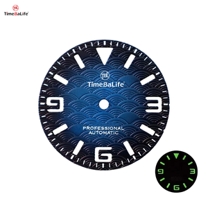 <span class=keywords><strong>Cadran</strong></span> de montre lumineux vert bleu TBL OEM 28,5 mm avec double fenêtre de calendrier pour mouvements <span class=keywords><strong>Seiko</strong></span> <span class=keywords><strong>SKX007</strong></span> 009 NH35/36 4R 6R - Pièces de montre - Product Image 6