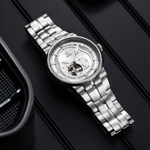 Montre-bracelet mécanique de luxe pour homme avec tourbillon, boîtier en acier inoxydable, fond squelette, automatique - Product Image 2
