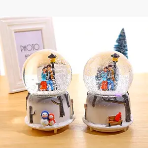 Starlights Couple Scene Ball Novelty Night Light Musical Snow Globe Music Box Ornament Gift for Christmas Valentine's Day