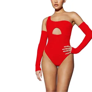 新款流行批发女性性感时尚紧身胸衣连身衣红色运动服 & 紧身衣