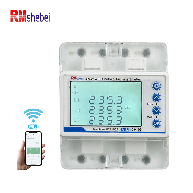 RMshebei Smart WiFi 3-Phase 100A Prepaid Meter Phase Failure protection Photovoltaic Bi-directional Metering Smart Home