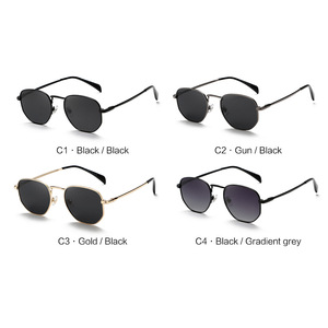 Nouvelles lunettes de soleil rétro en métal unisexe, monture intégrale, verres TAC UV400, style or noir, origine Taizhou 3042 - Product Image 1