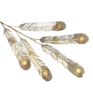 ขนนกยูงประดิษฐ์สีทอง ก้านเดี่ยว พลาสติก ตกแต่งภายนอกบ้าน ตกแต่งบ้านในวันคริสต์มาส - Product Image 4