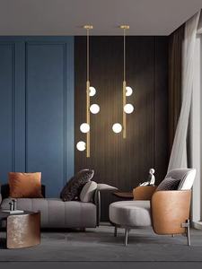 Boule de verre nordique lampes suspendues chambre chaude lampe de chevet Art Restaurant salon Bar Double tête suspension lampe décor luminaire - Product Image 3