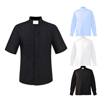 Chemise de prêtre d'Halloween pour adultes, hommes et femmes, noire, à manches courtes, pour clergé, fonctionnaires, costumes de cosplay