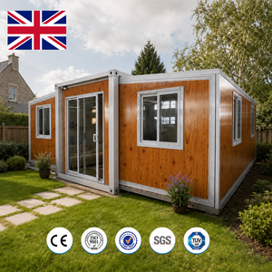 Maison conteneur préfabriquée extensible à double aile de 20 pieds avec toilettes et <span class=keywords><strong>douche</strong></span> pour chantier de construction au Royaume-Uni - Product Image 1