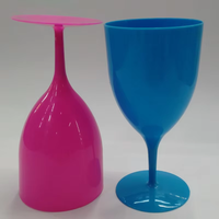 Ensemble de verrerie en plastique PP BST 12oz 1 pièce – Gobelets et verres à vin réutilisables à long pied, modernes, luxueux, faits à la main, écologiques