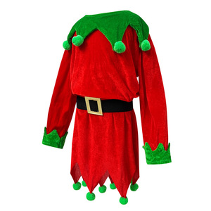 Costume d'elfe de Noël pour enfants, chapeau rouge et vert, chaussettes, chaussures, ensemble complet, tenue de déguisement pour garçons et filles, spectacle de vacances - Product Image 3