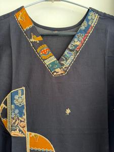 Conjunto de Kurta/Kurti de Algodón Azul Oscuro para Mujer, Estilo Tradicional Indio y Pakistaní, para Fiestas, Largo hasta el Tobillo, Corte Regular, Diseño Estampado, Secado Rápido - Product Image 2
