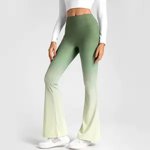Factory Design Ladies Soft Comfort High Waist Gradient Color Yoga Flare Pants