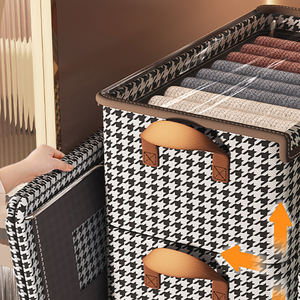 Caja de Almacenamiento de Tela No Tejida con Diseño de Pata de Gallo, Plegable, Apilable, para Guardar Ropa en el <span class=keywords><strong>Armario</strong></span>, Cesta de Almacenamiento de Ropa para el Hogar - Product Image 3