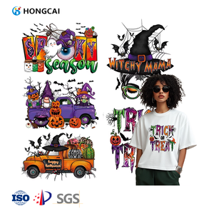 Hongcai 2025 di Halloween spettrale Boo <span class=keywords><strong>Horror</strong></span> disegni DTF trasferimenti di calore a colori Offset pellicola trasparente stampa trasferimenti o camicia - Product Image 1